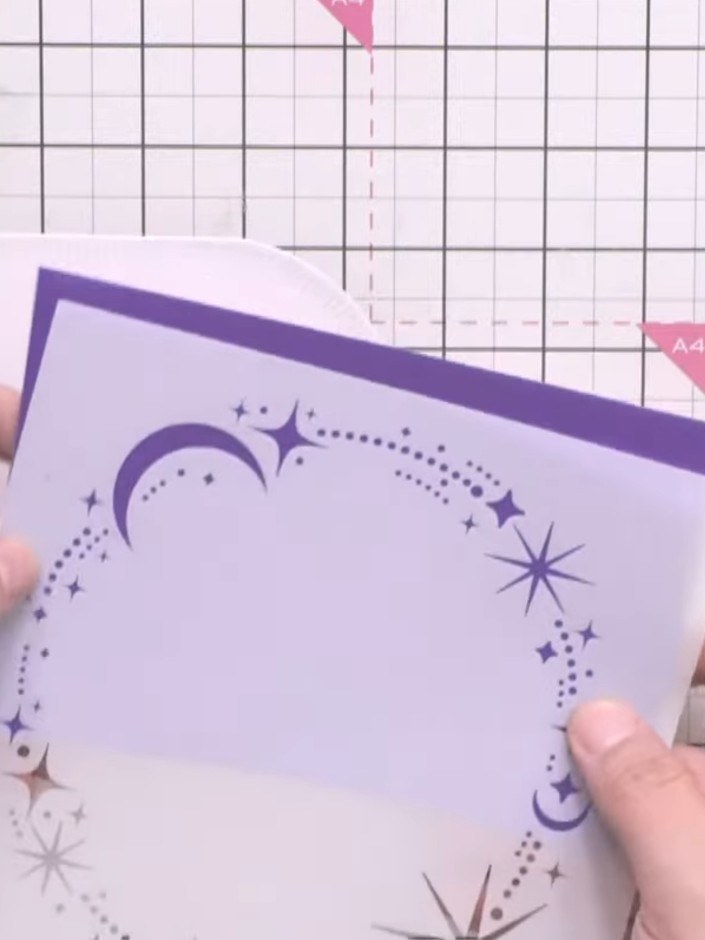 Step 1: Take a white card blank with a score line down the centre. Position the card so the fold is at the top, then p
