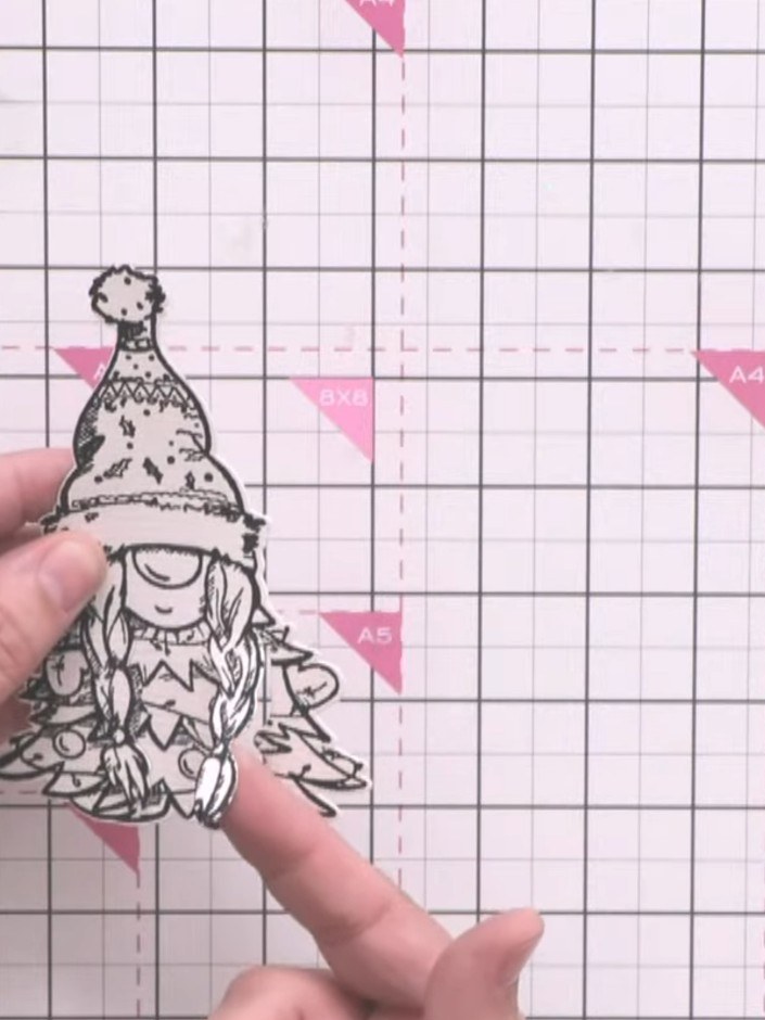Step 1: Stamp the gnome character from the Avago-Ink Designs 'From Our Gnome To Yours' stamp set onto white watercolou