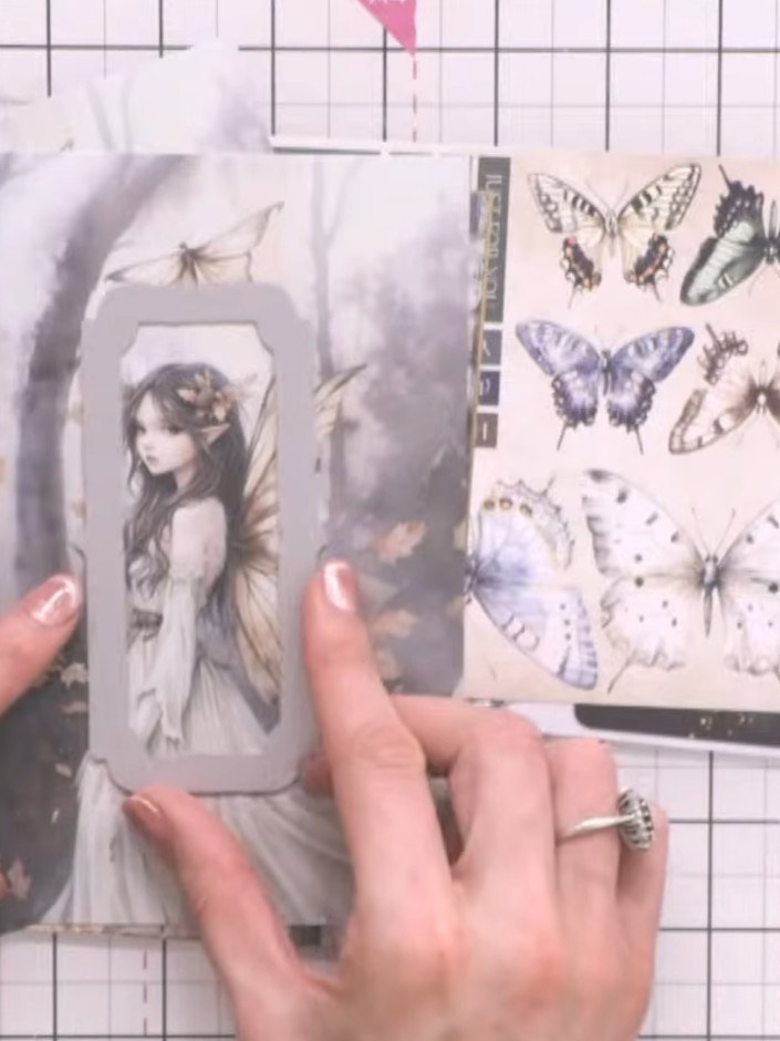 Step 7: Carefully fussy cut around the fairy wings from the patterned paper using scissors or a craft knife. Take your