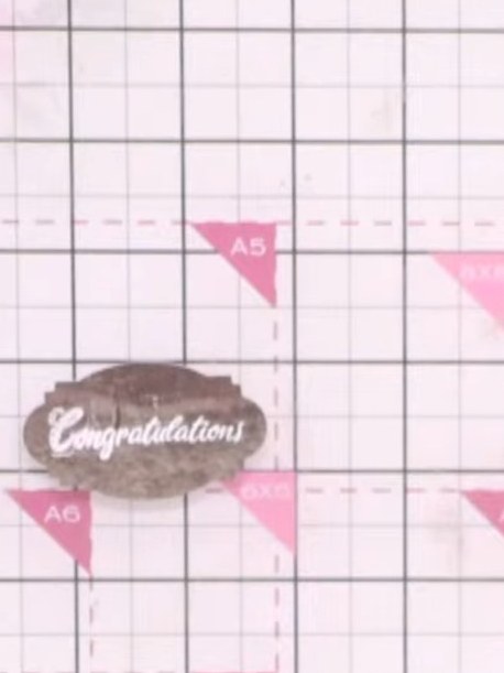 Step 10: Heat set the embossed 'Congratulations' sentiment. Using a blending brush, edge the circle with black ink to a