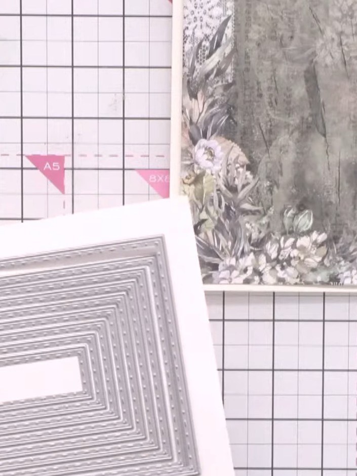 Step 2: Select an appropriately sized nesting rectangle die from your set. Position it on your card base to cut a wind