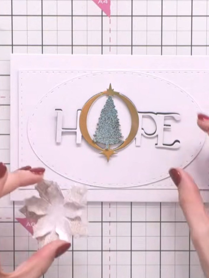 Step 5: Stamp your sentiment or focal image in the centre of the smallest rectangle using your chosen stamp and ink.
