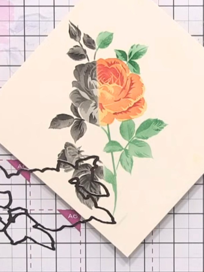 Step 11: Die-cut the finished rose design using the coordinating die from the Classic Rose set. This will cut around th