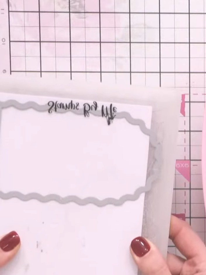 Step 1: Position your wavy arch die just over the hinge fold line at the top of your card blank. The die should overha
