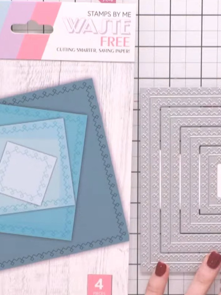 Step 1: Position the classic square die on white card stock on your cutting plate. Ensure the die is placed centrally 