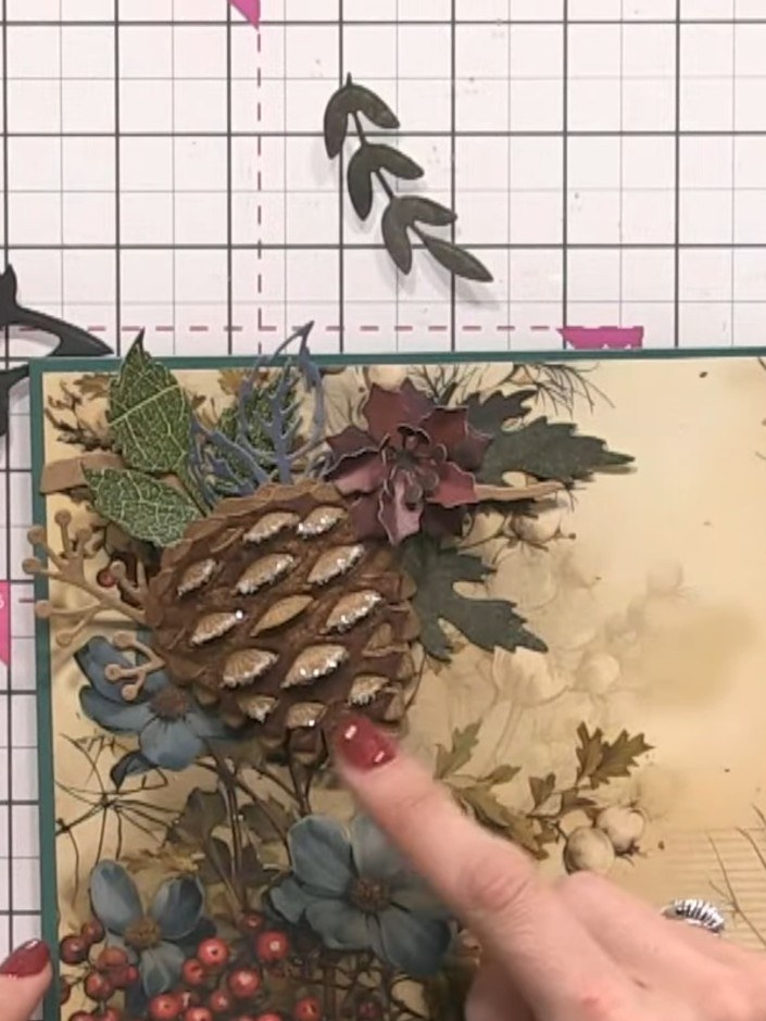 Step 10: Apply glue to the tips of the pine cone petals and sprinkle with crystal clear glitter to create an icy sparkl