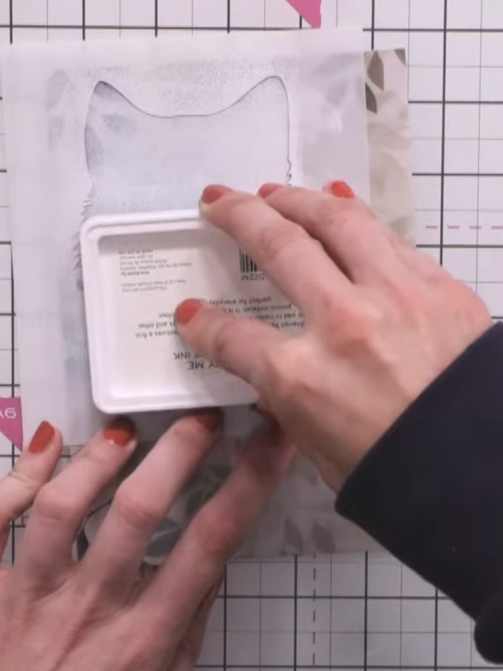 Step 4: Sprinkle textured embossing powder with iridescence onto the wet white stamped area, ensuring good coverage ov