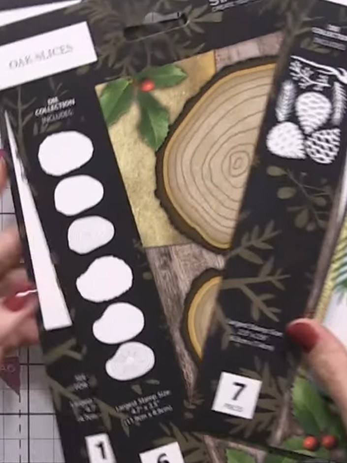 Step 1: Select a patterned paper from the Holly & Berry 7 x 7 paper pack. Trim it to size using a guillotine to create