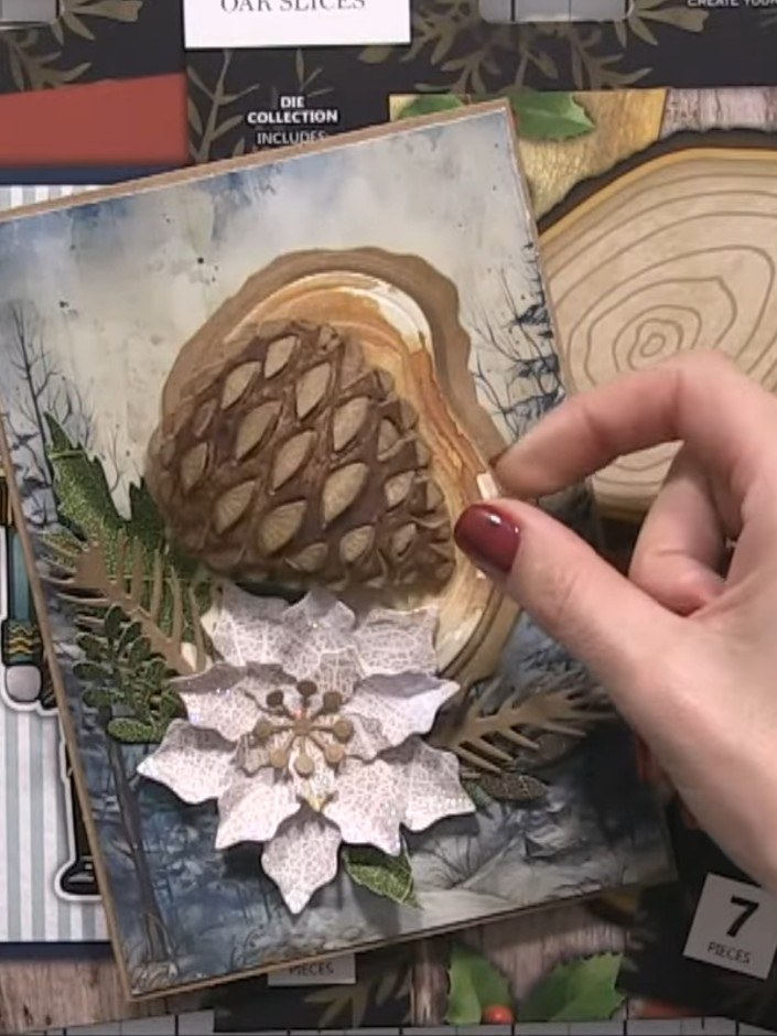 Oak Slice Embossed Craft Card - the finished project