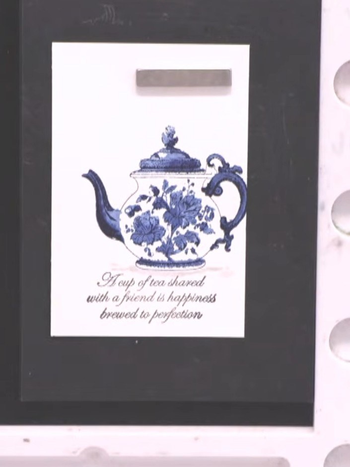 Teapot Lamination Card with Watercolour Effect - the finished project