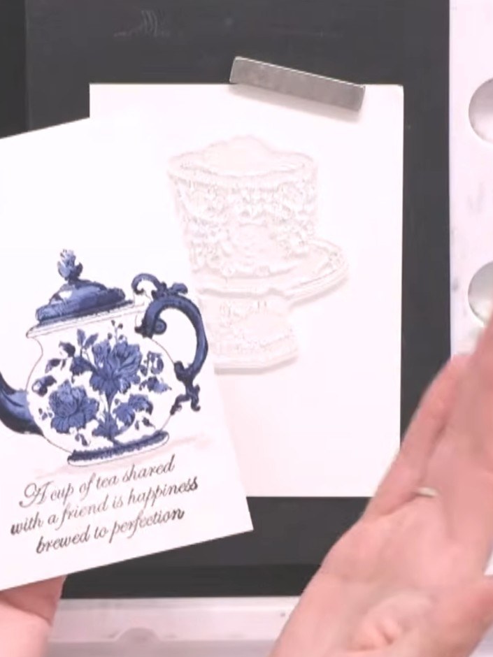 Step 1: Take a fresh piece of A5 watercolour card. If you have already stamped on one side, turn it over to use the re