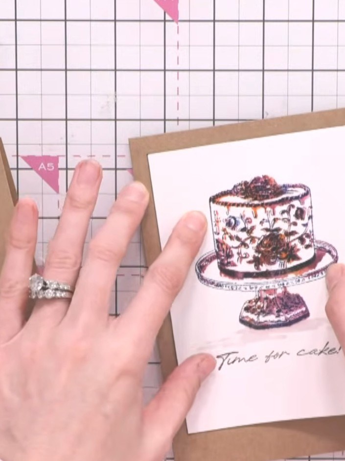 Step 11: Tilt your ink pad and gently edge the card to create a subtle border line around the edge. This adds a finishi