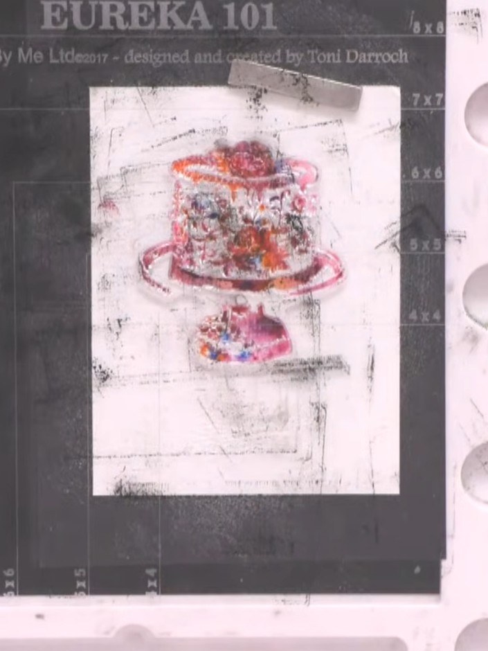 Step 3: Apply ink randomly to the stamp surface, ensuring complete coverage. Use multiple colours such as teal, creati