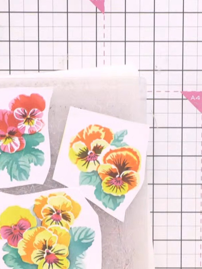 Step 8: Die-cut all your inked pansy layers using the coordinating tub dies from the Poetic Pansies Tub Die Set to cre