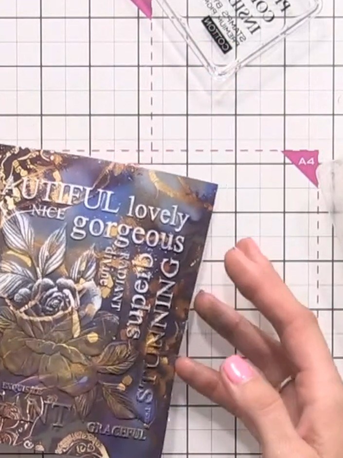 Step 6: Observe how the gold and white create a striking half-and-half effect on the marble paper, with the Antique Go