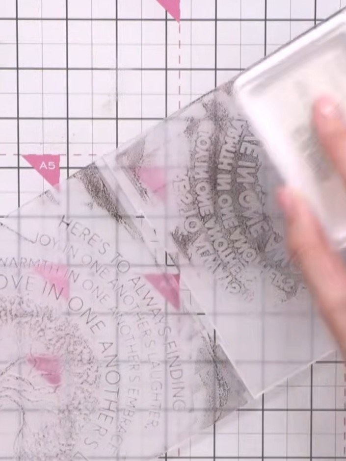 Step 1: Ink up the tree embossing folder with a light colour ink pad, tapping both sides to ensure good coverage. Use 