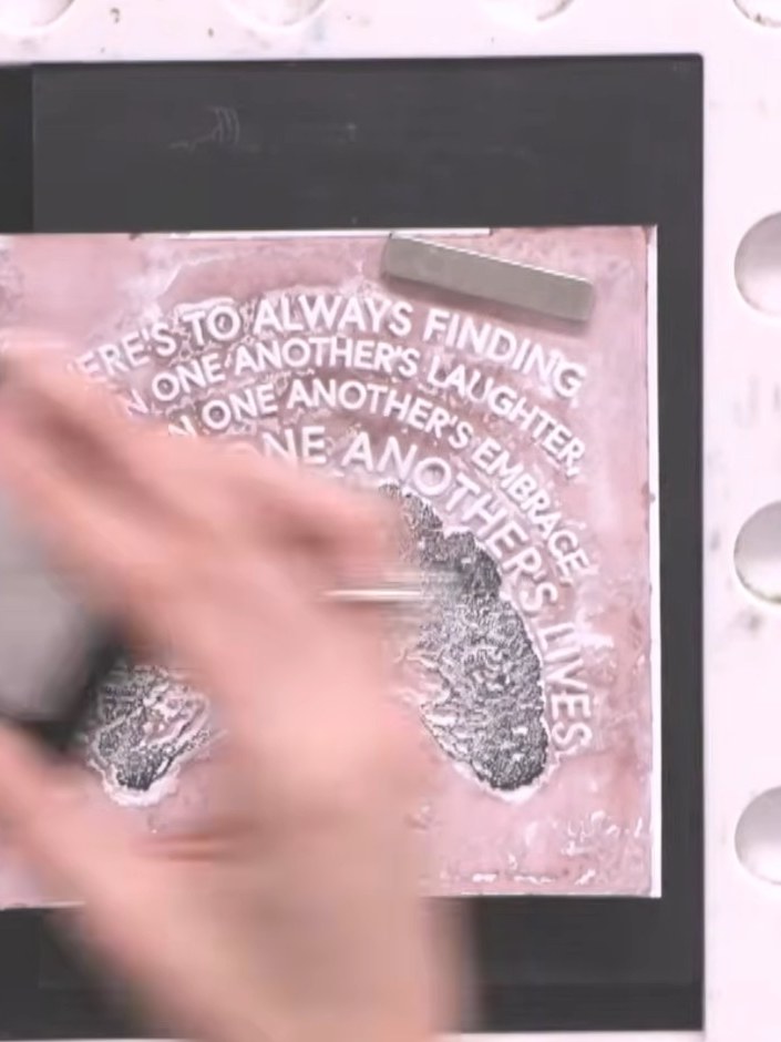 Step 6: Stamp the tree image multiple times onto the card to build up the colour intensity, as the card may still be s