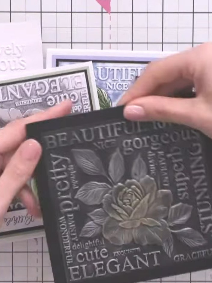 Step 1: Ink up your chosen embossing folder completely using a coloured ink pad, ensuring all areas of the design are 