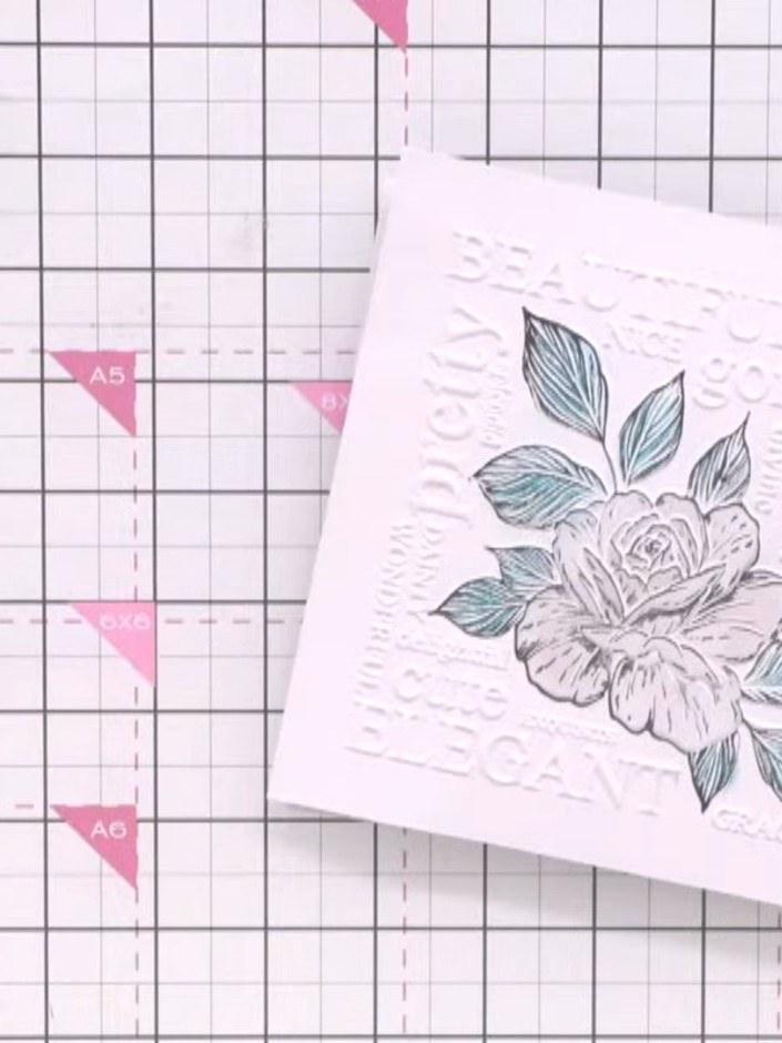 Step 2: Place your white embossed card stock onto the inked embossing folder and run it through your die-cutting machi