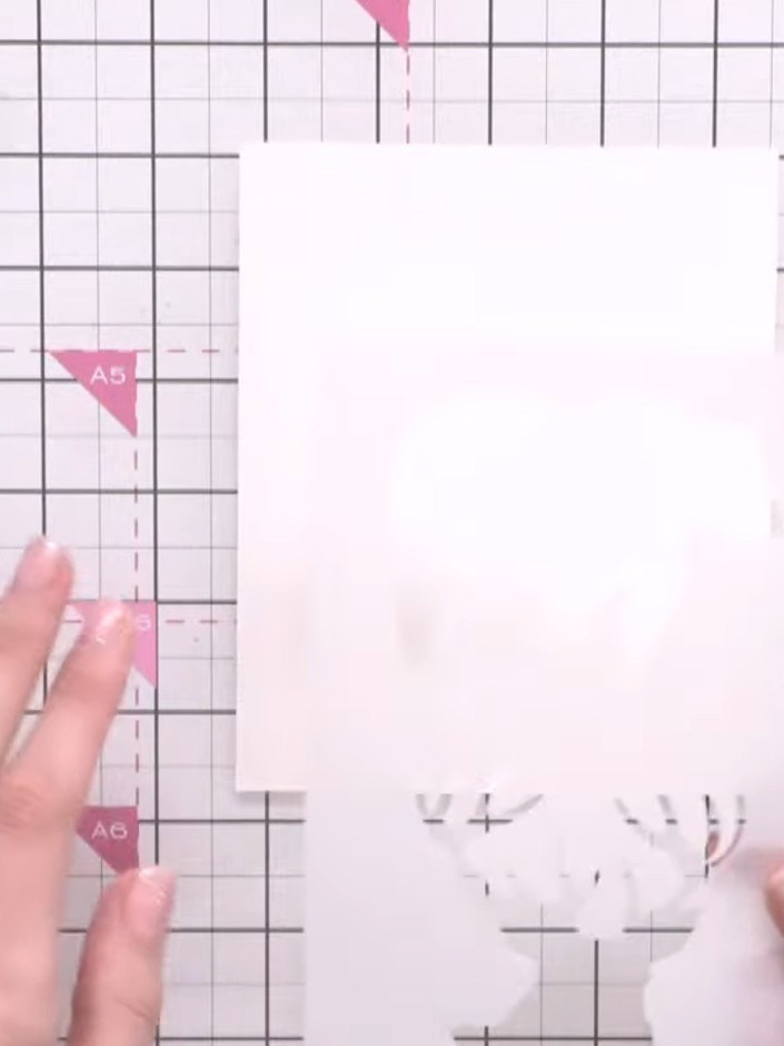 Step 1: Place the bear stencil from the Woodland Wildlife set onto your A5 watercolour card. Position it where you wan