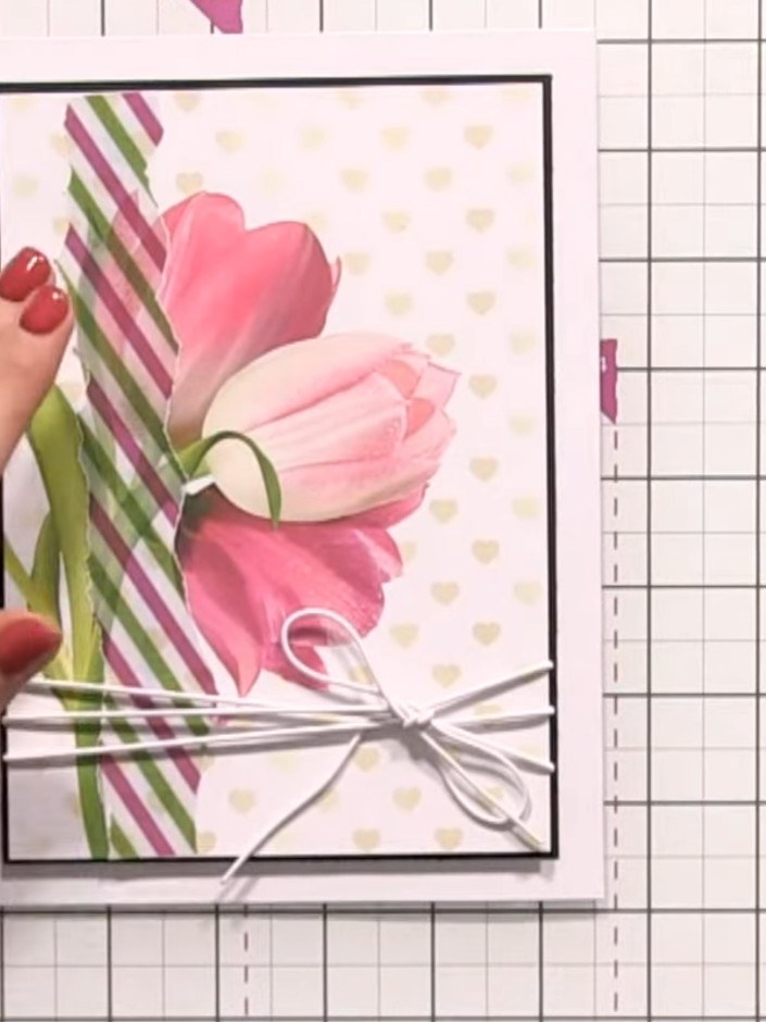 Step 9: Add a sentiment to your card using washi tape or a stamp if desired. Position it on the card front where you f
