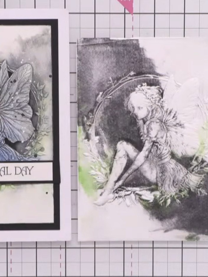 Step 9: Using a paintbrush, hand-paint colours directly onto the fairy image. Apply yellows to the hair, teals to the 