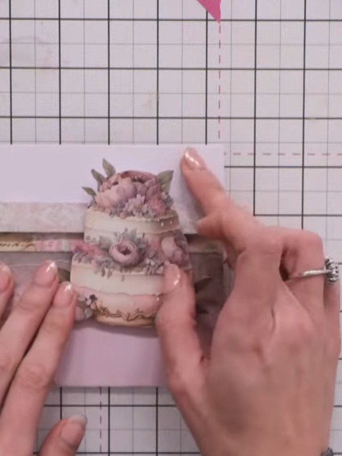 Step 9: Add a washi tape sentiment strip to the card, positioning it as desired on the design to complete your landsca