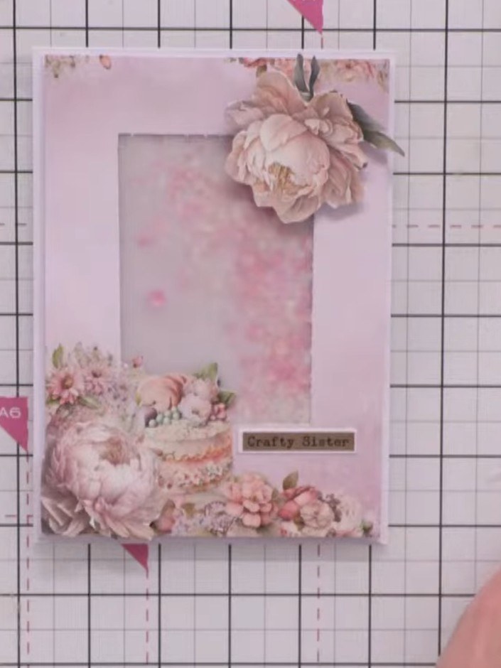 Vellum Window Shaker Card with Dimensional Flowers - the finished project