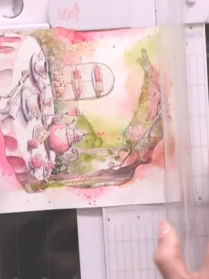 Step 14: Mount the completed watercolour panel directly onto your card blank without any matting or layering, allowing 