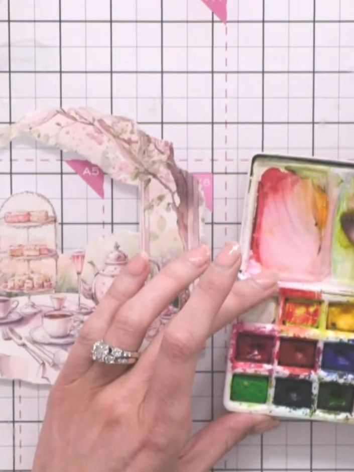 Step 3: Identify the prominent colours in your design and prepare matching watercolours in your palette. Mix colours s