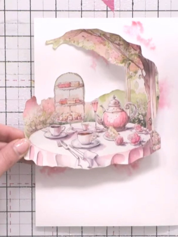Step 9: Once the first layer has dried completely, apply a second pass of watercolour to build depth and intensify the