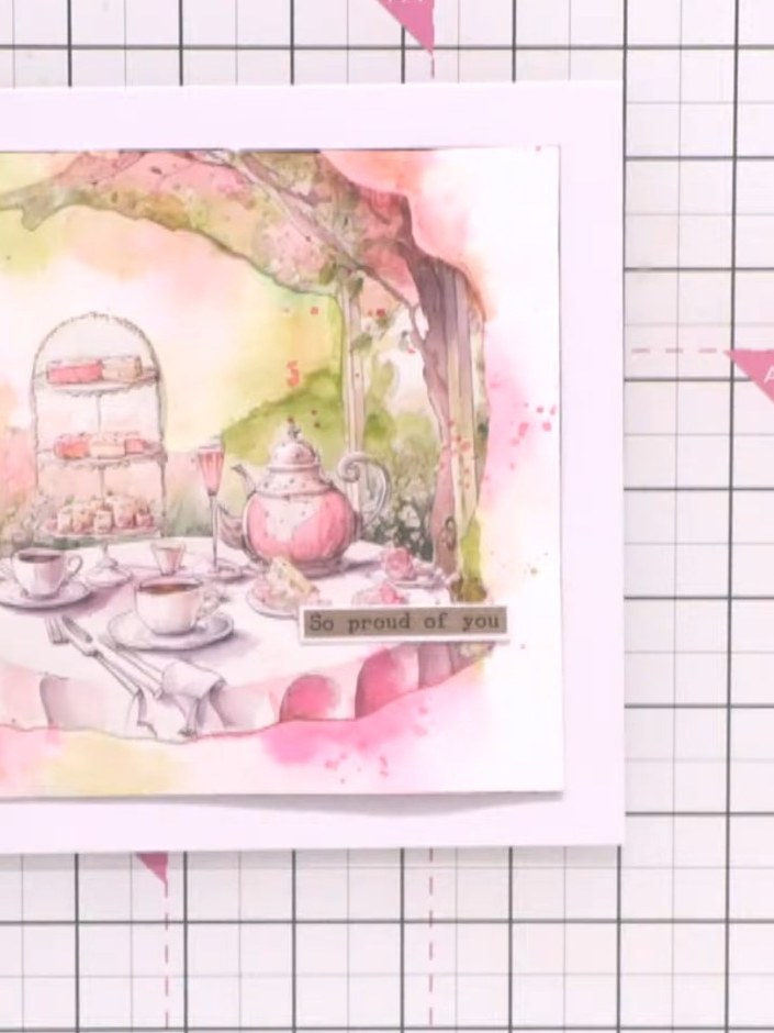 Watercolour Painted Paper Card - the finished project