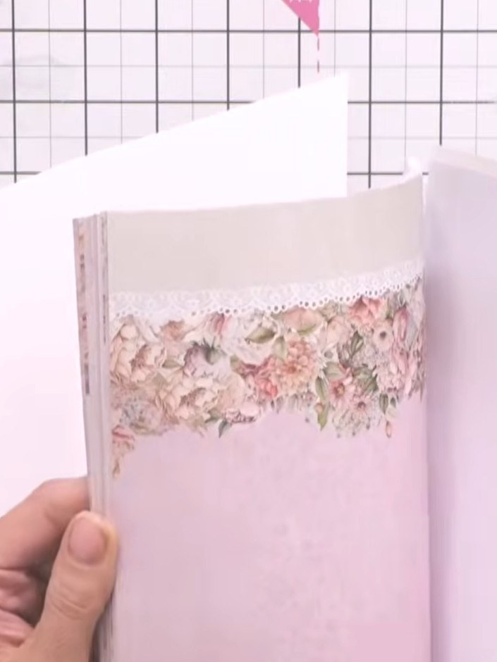Step 4: Select three pieces of patterned paper from the 7 by 7 inch pad, choosing designs that complement each other w