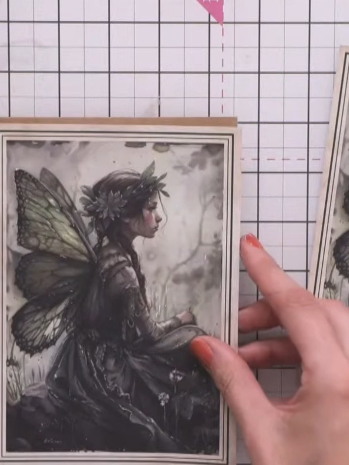 Step 6: Apply adhesive to the back of the vellum fairy image and carefully position it onto your card base. Press down