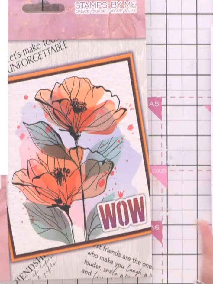 Multicoloured Poppy Card with Watercolour Splat Background - the finished project