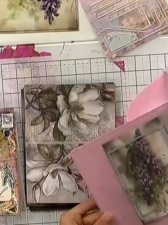 Step 5: Decorate the pocket corners with cut-out flowers or embellishments from your stash. Layer the floral die-cuts 