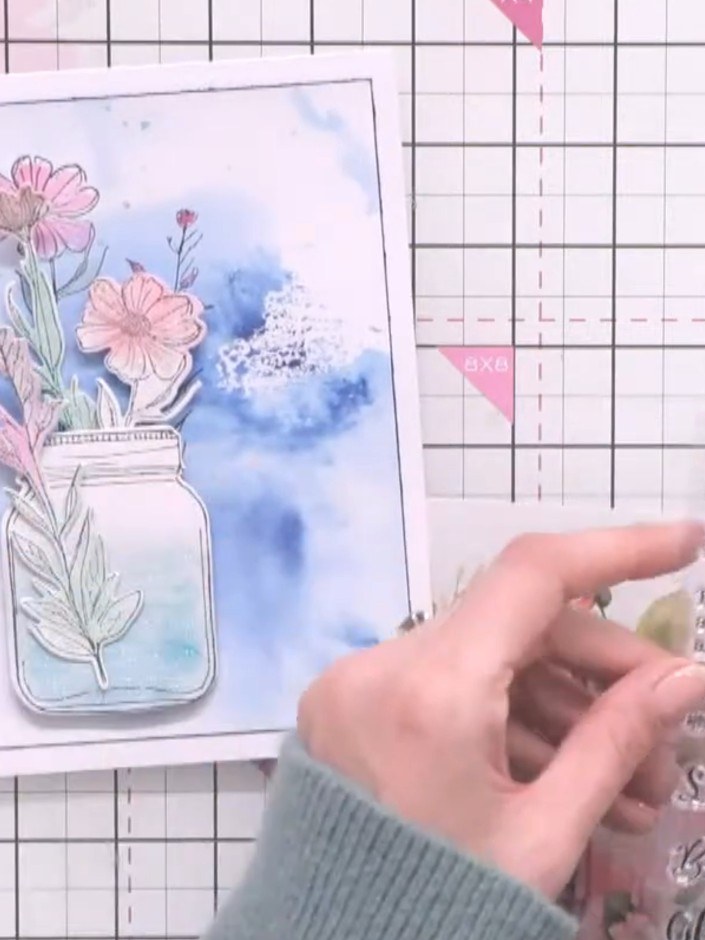 Step 8: Select a sentiment phrase from your stamp set and stamp it onto coordinating paper. Position the sentiment whe