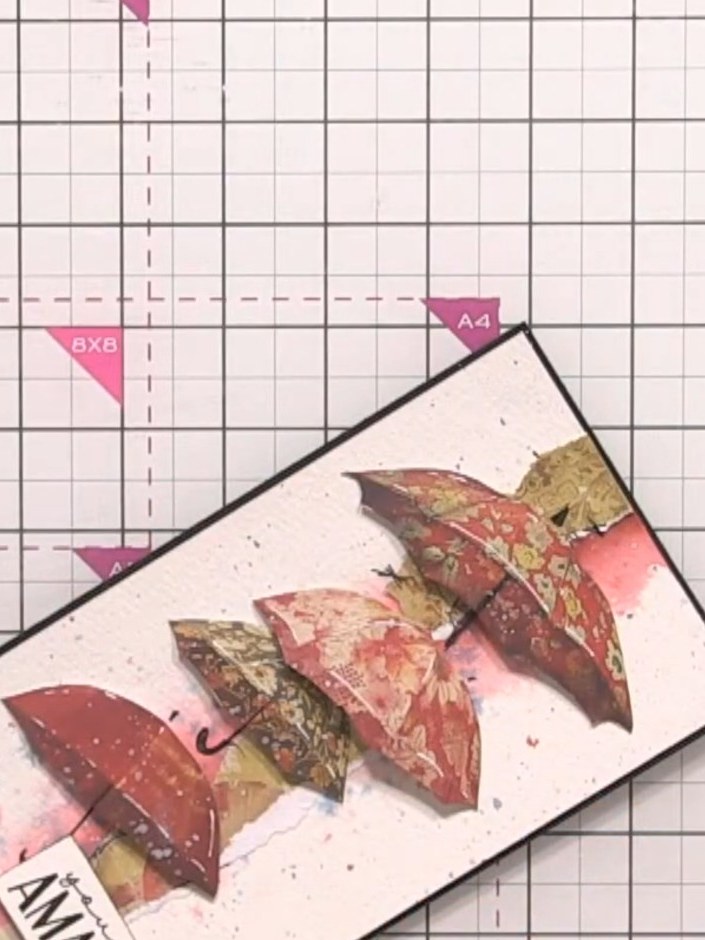 Watercolour Ink and Torn Paper Umbrella Card - the finished project