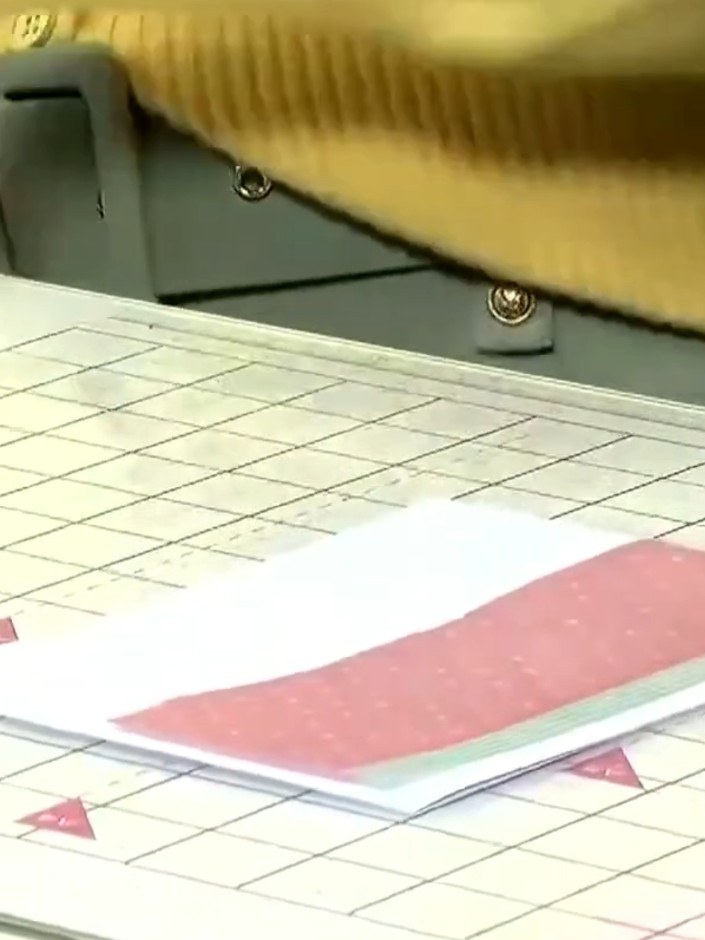 Step 5: Press firmly on the vellum panels to secure them in place on the card base. Ensure all edges are well adhered 