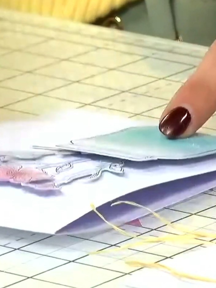 Step 4: Take a white card blank and position it on your craft mat. Place the blue jar panel on top to check the positi
