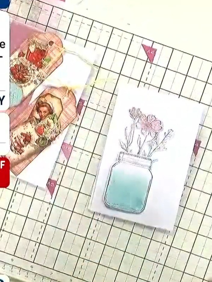 Mason Jar Watercolour Card with Flowers - the finished project