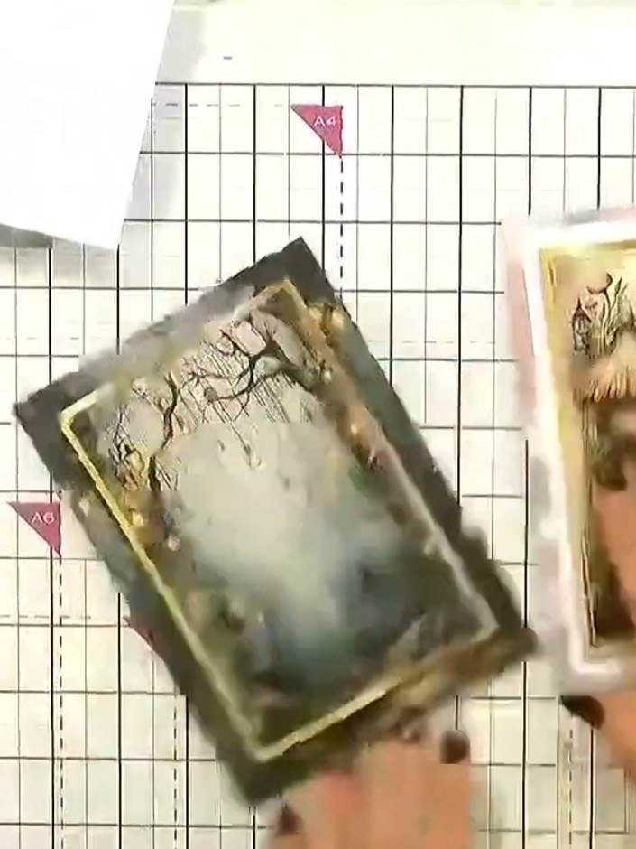 Step 5: Press the topper firmly onto the card base to secure it in place, ensuring it stands proud from the card surfa