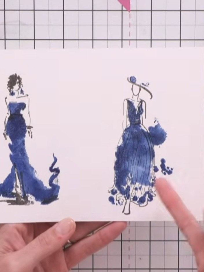 Step 1: Ink up the solid portion of the lamination stamp using your chosen colours. Create a gradient effect by blendi
