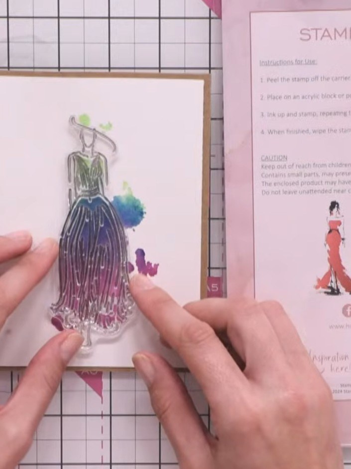 Step 6: Complete your card by adding a sentiment stamp if desired, or leave the watercolour dress artwork as the focal