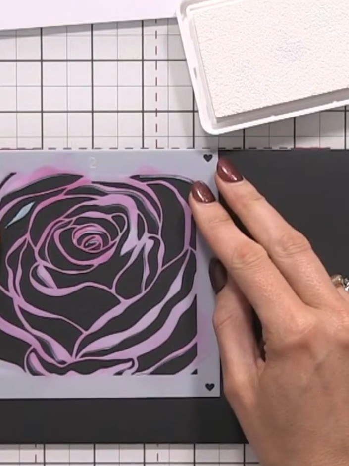 Black Card Rose with White Halo and Layered Colour - the finished project