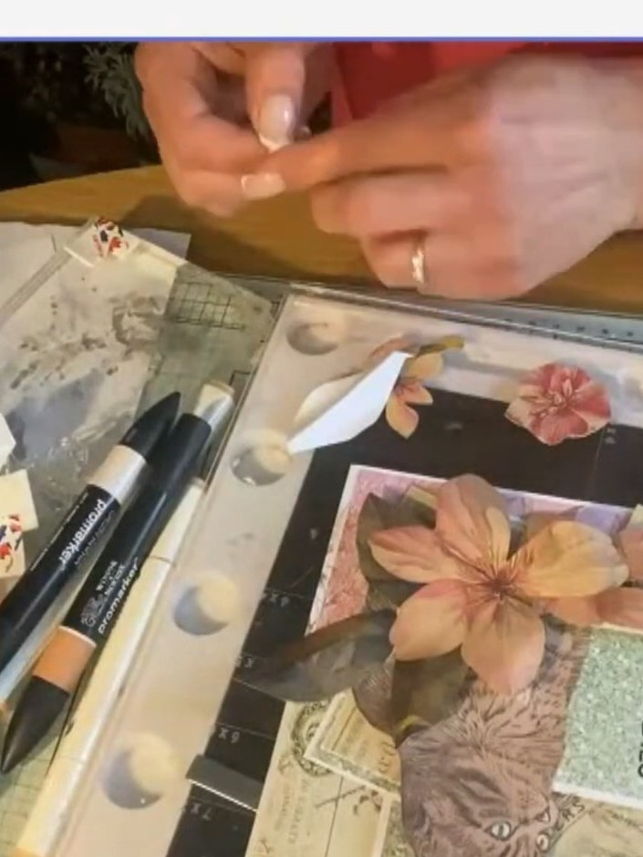 Step 9: Apply confetti ink over the circle die cut using a sponge applicator to add painted detail and finish the desi