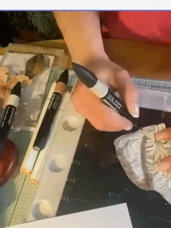 Step 4: Apply your first colour layer using a chiselled-edge alcohol marker. Focus on the darker areas already present