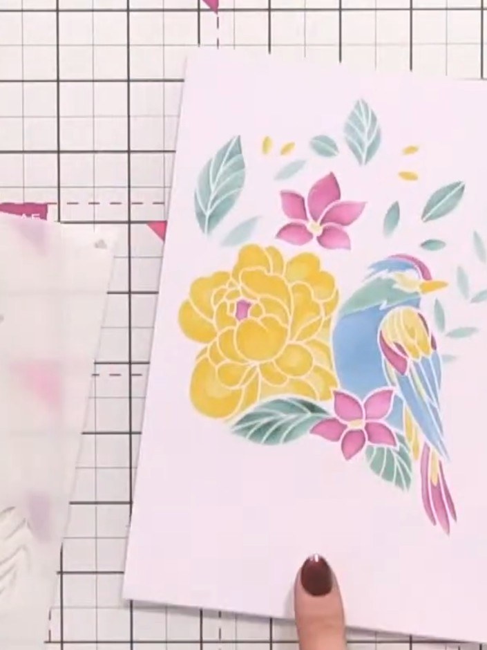 Step 1: Lay out all six stencils from the Spread Your Wings set in numerical order on your work surface. This will hel