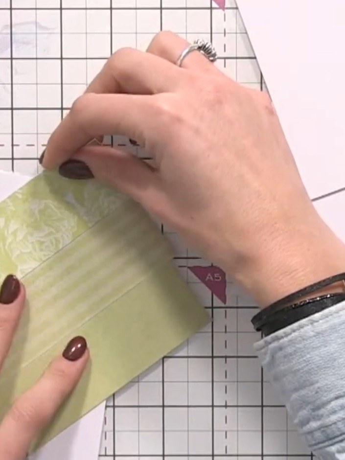 Step 5: Create a second card background by arranging strips of the coordinating vintage papers vertically, staggering 