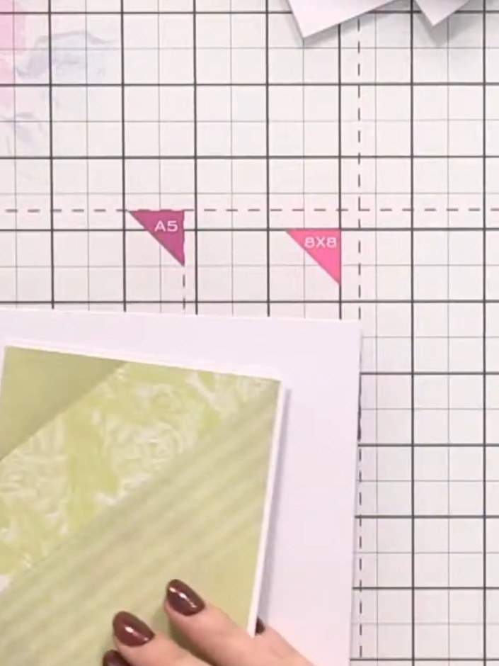 Step 7: Mount the finished stencilled piece onto a white card blank, positioning it centrally and securing with adhesi